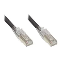 RNS® patch cable with locking lug protection and locking, Cat. 6A, S/FTP, PiMF, halogen-free (LSZH), 500MHz, black, 2m, Good Connections®