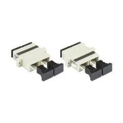 LWL duplex coupling, SC (UPC) to SC (UPC), OM2, multimode, plastic housing with flange, ceramic sleeve, gray, Good Connections®