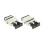 LWL duplex coupling, SC (UPC) to SC (UPC), OM2, multimode, plastic housing with flange, ceramic sleeve, gray, Good Connections®