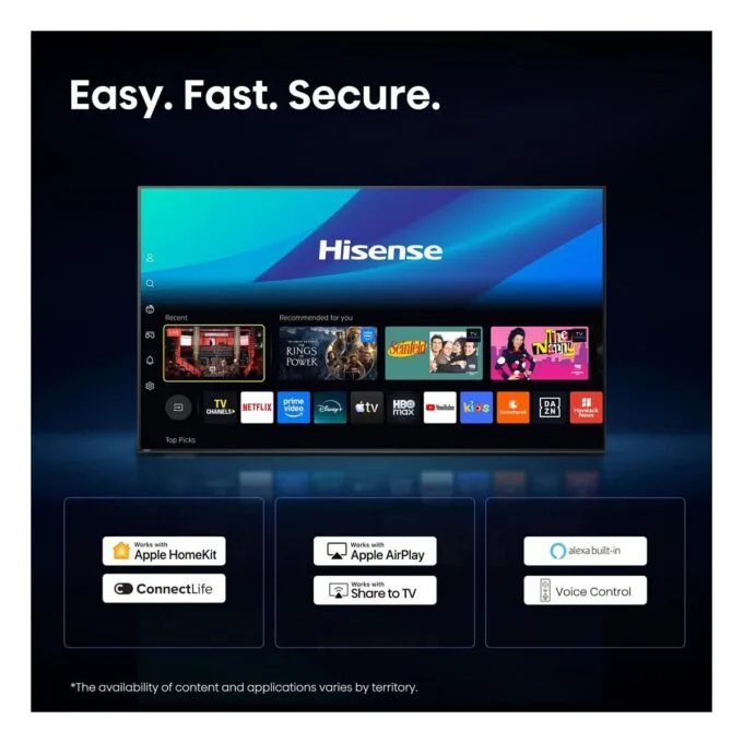 126.0cm/50" (3840x2160) Hisense 50Q7S Smart TV 4K Hi-QLED 9,5ms 60Hz HDMI USB HDR WiFi Bluetooth Black — image 9