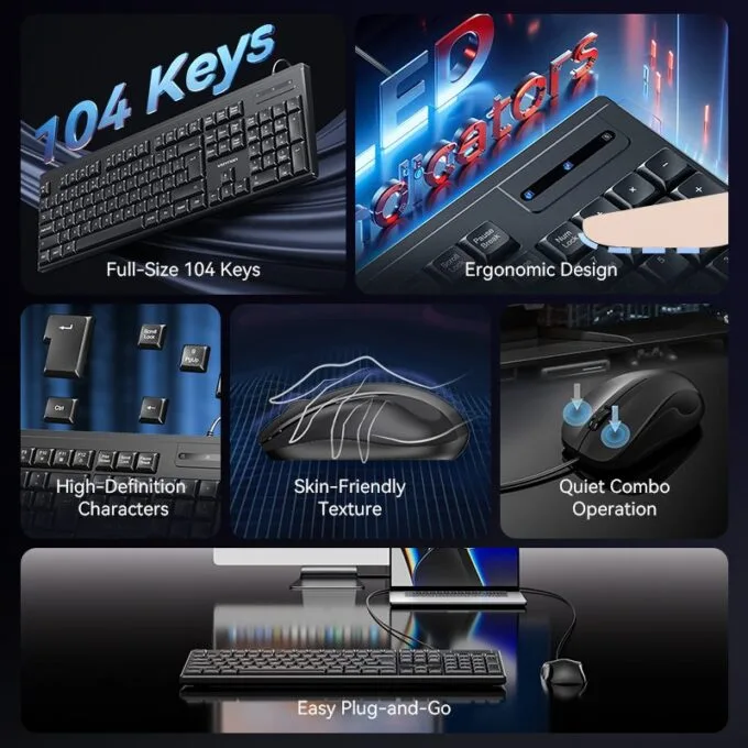 Vention Keyboard and Mouse Combo Wired Silent Slim Full Size KTYBG-EN — image 5