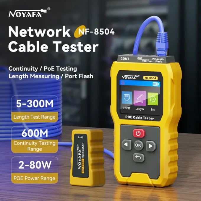 Noyafa Multi-Function Cable Tester for Continuity & Wiremap, PoE, Length Measurement, Port Flash, Color Screen & Rechargeable Battery NF-8504 — image 2