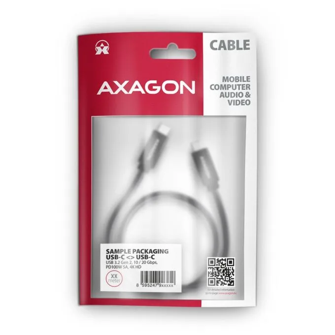 USB-C cable - USB-C 3.2 Gen 2 BUCM32-CM20AB, 2m, PD 100W, 5A, 4K HD, ALU, braid, black — image 9