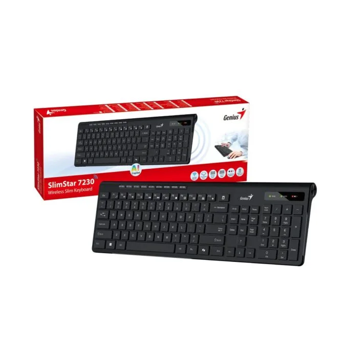 Genius Keyboard Wireless AI Chocolate Keys + 8 Hot Keys SlimStar 7230 English — image 3