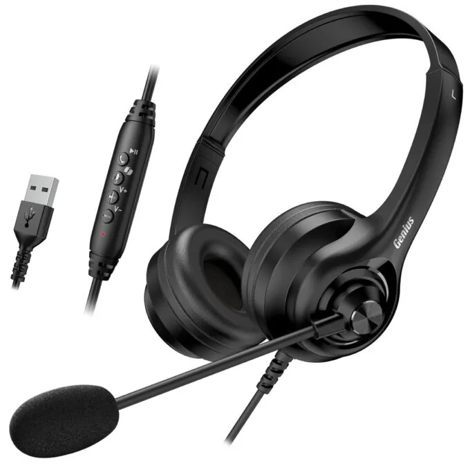 Genius PC Headset USB-A InLine Control & Ultra Soft Foam Cushions HS-235U AI — image 3