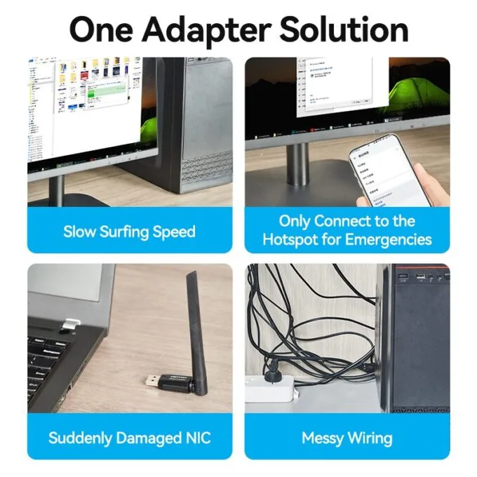 Vention NETWORK USB WiFi & Bluetooth Antenna AC650 Dual Band KDUB0 — image 3