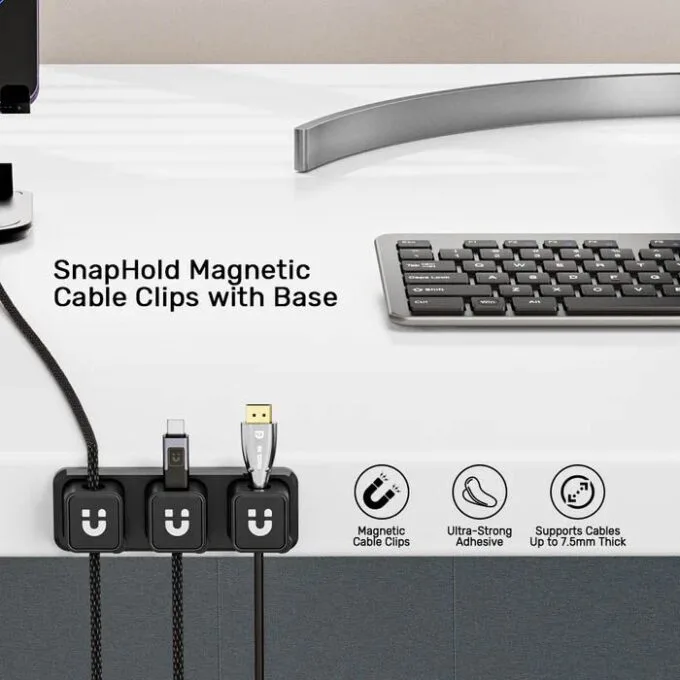 Unitek Cable Organizer 3+1 SnapHold Magnetic Cable Clips with Base T1117A — image 2