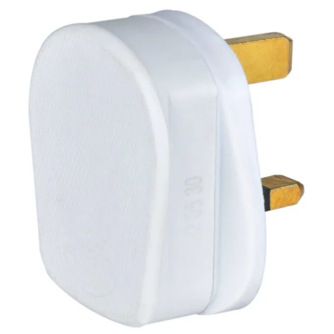 Mercury POWER Mains Plug UK 13A Fuse Rubber White 429.633UK — image 1