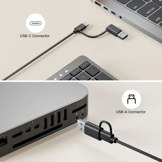 Unitek Keyboard Wired 99K USB-C/A English SlimTap T053 Space Grey — image 4