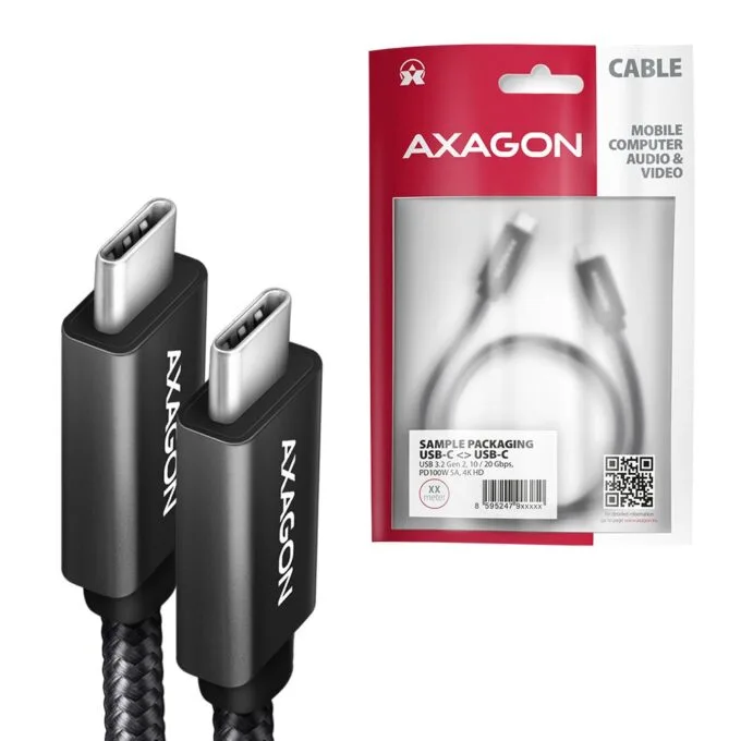 USB-C cable - USB-C 3.2 Gen 2 BUCM32-CM20AB, 2m, PD 100W, 5A, 4K HD, ALU, braid, black — image 8