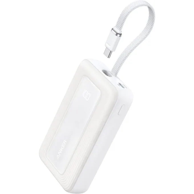 Anker Mobile Powerbank 10000 30W Built-In USB-C Cable White — image 1
