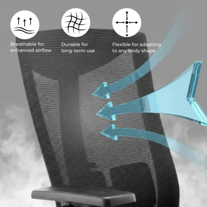 Lumivida Office Chair Ergonomic Mesh Lumbar Support Adjustable Seat/Armrest Black CH05-7 — image 5