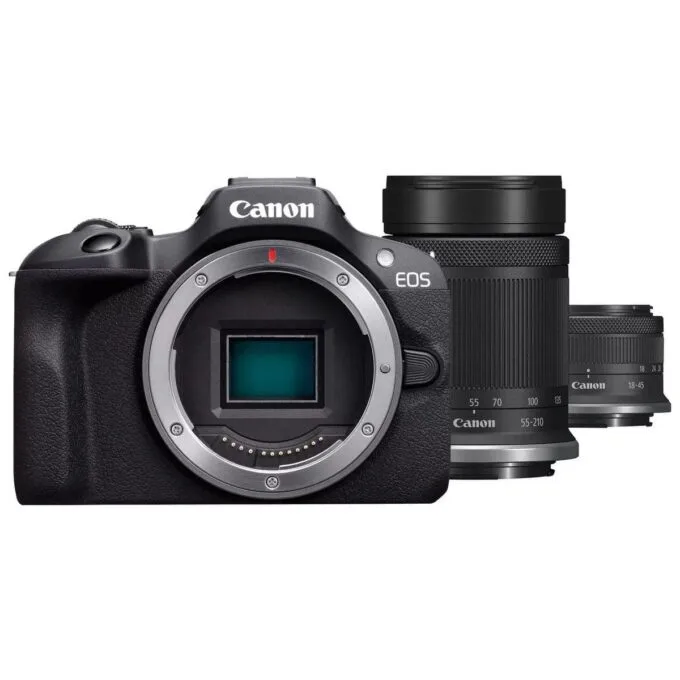 Canon EOS R100 + RF-S lens 18-45mm IS STM + RF-S lens 55-210mm IS STM — image 1