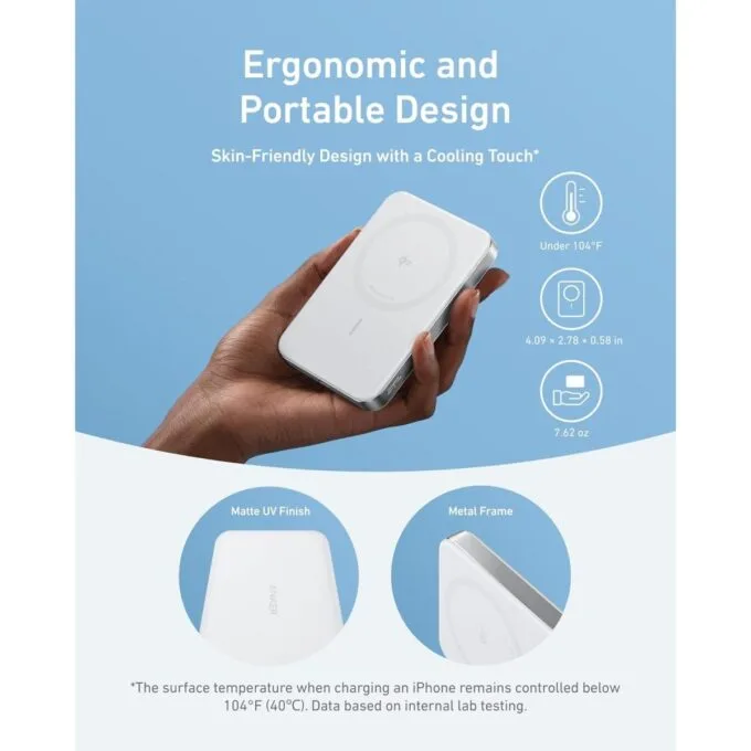 Anker Mobile Powerbank Wireless 10000 15W Ultra Slim Qi2 MagGo White — image 2