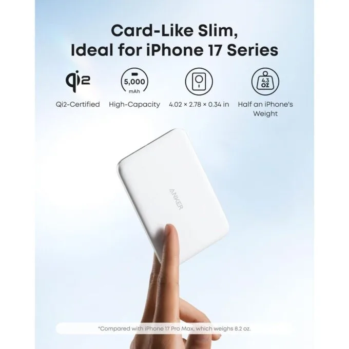 Anker Mobile Powerbank Wireless 5000 MagGo 15W Qi2 White — image 2