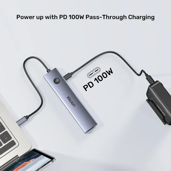 Unitek USB-C Hub 2xUSB-A/USB-C/HDMI/SD/PD100W with ON/OFF Screen Switch H1124A — image 6