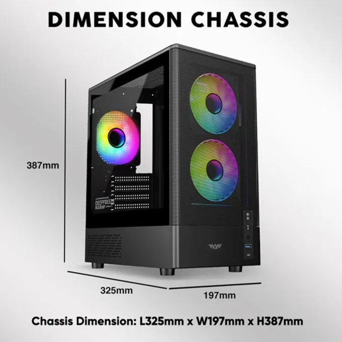 Armaggeddon Gaming Case M-ATX DEEPFREEZE DUPLEX 2 Black 3x ARGB Fans — image 6
