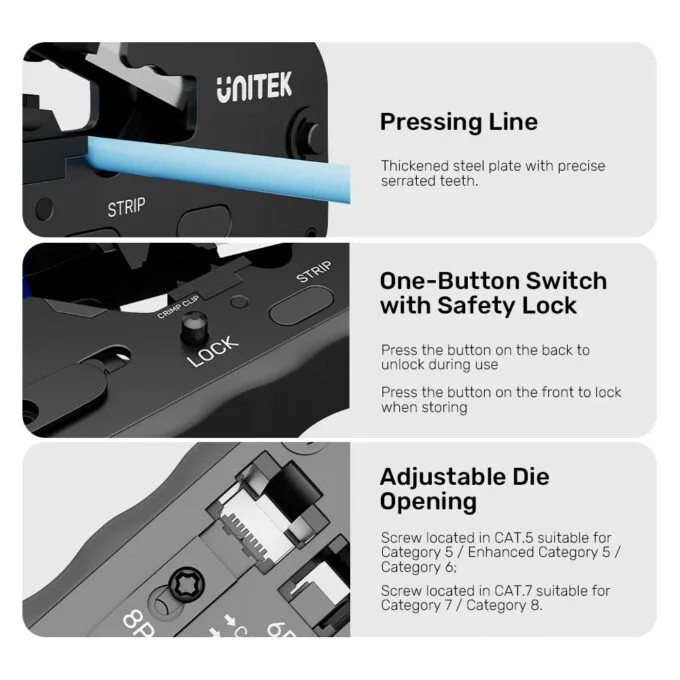 Unitek Network Tools Crimping & Multifunction for RJ45 8P/6P OT139ABL01 — image 6