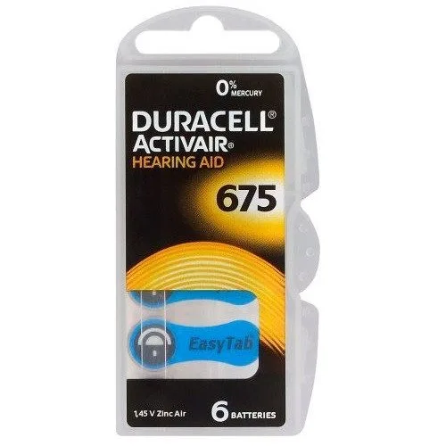 Duracell ActivAir675 PR44 Hearing Aid Batteries 6pcs — image 1