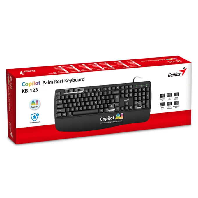 Genius Keyboard Wired AI with Palm Rest KB-123 English — image 7