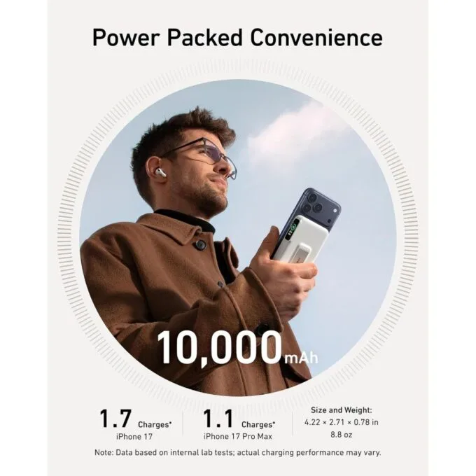 Anker Mobile Powerbank Wireless 10000 15W Smart Display Qi2 MagGo Black — image 3
