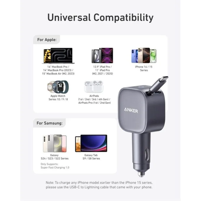 Anker Mobile Charger Car 75W with Built-In Retractable USB-C Cable — image 6