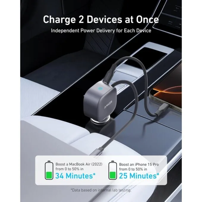 Anker Mobile Charger Car 75W with Built-In Retractable USB-C Cable — image 5