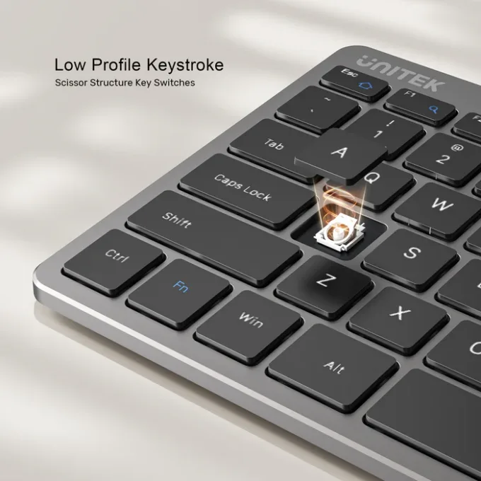 Unitek Keyboard Wired 99K USB-C/A English SlimTap T053 Space Grey — image 7