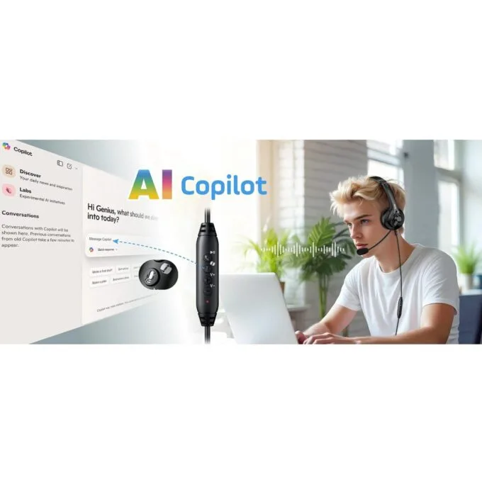 Genius PC Headset USB-A InLine Control & Ultra Soft Foam Cushions HS-235U AI — image 7