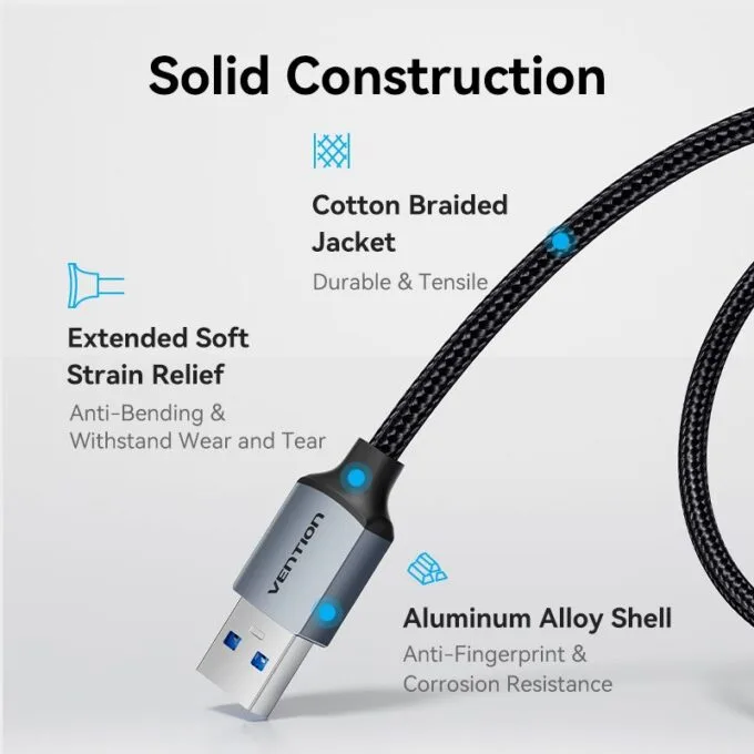 Vention Cable USB-A 3.0 M-M Braided 1.5m CTSHG — image 5