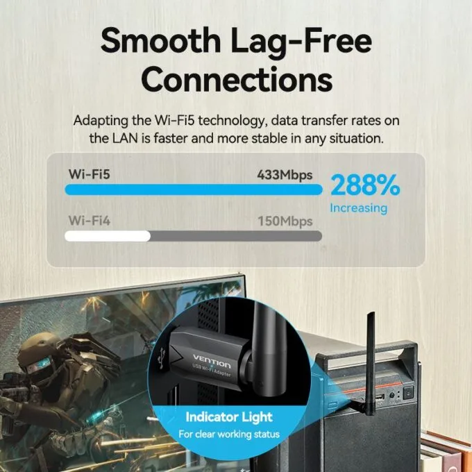 Vention NETWORK USB WiFi & Bluetooth Antenna AC650 Dual Band KDUB0 — image 7