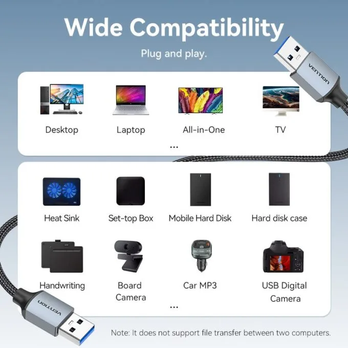 Vention Cable USB-A 3.0 M-M Braided 2.0m CTSHH — image 8