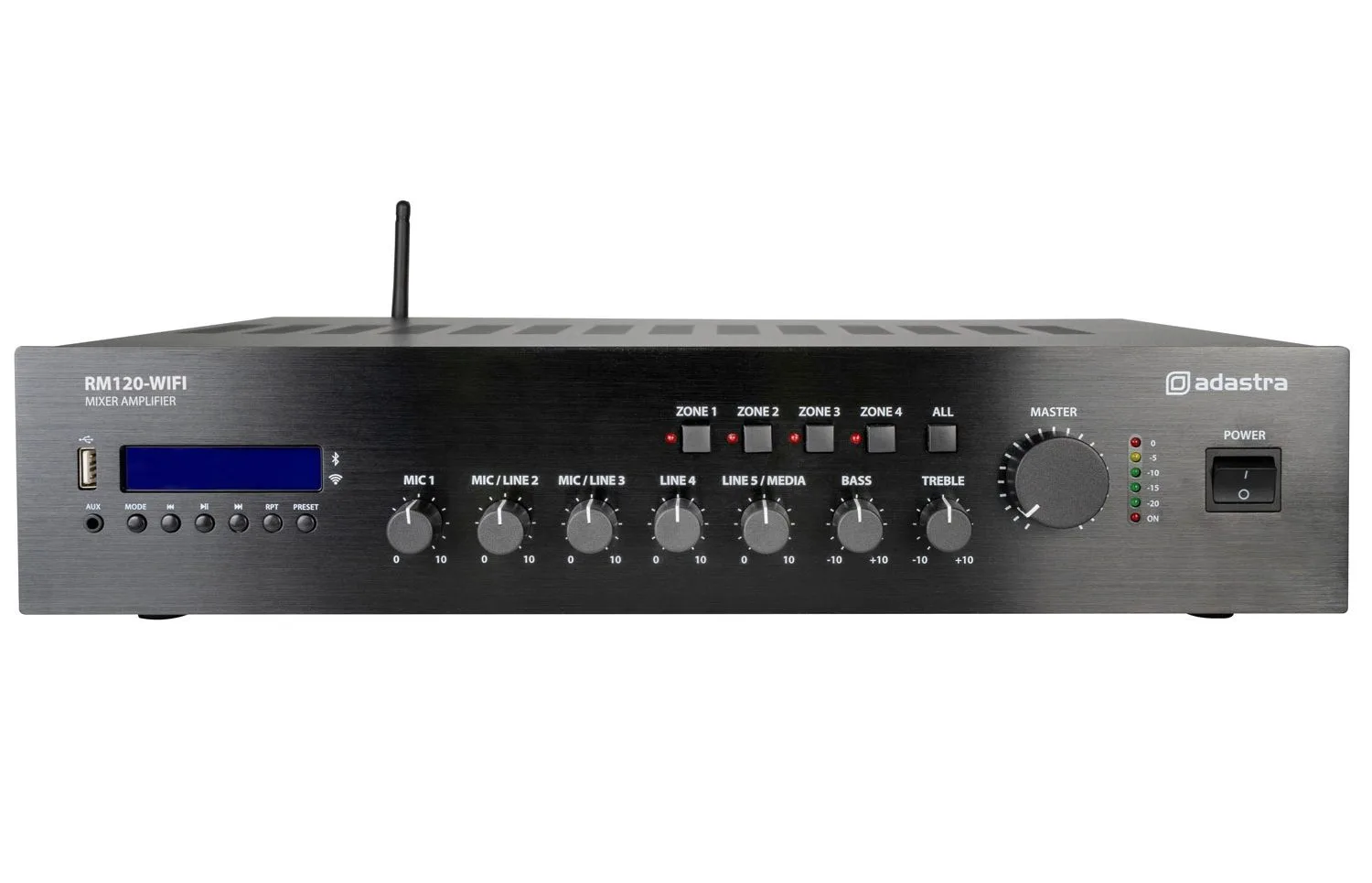 Adastra RM120-WIFI 120W Amplifier 100V with 4 Zones FM/USB/BT/WiFi 953.234UK