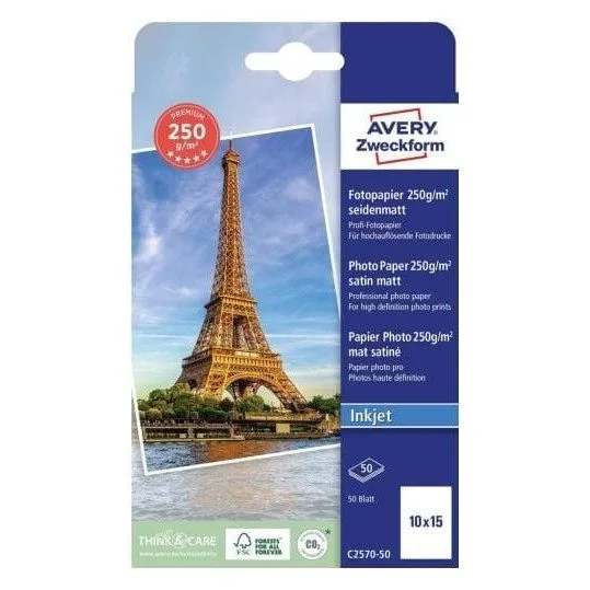 Avery photo paper Premium satin mat, 250g, 100 x 150 mm | 50 pcs. — image 1