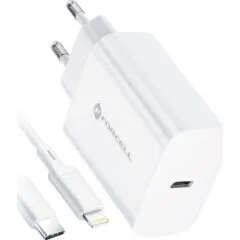FORCELL F-ENERGY TFK-TC-20WPD Typ C + kabel Typ C do Lightning PD QC4.0 3A 20W biała