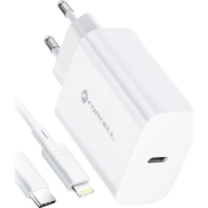 FORCELL F-ENERGY TFK-TC-20WPD Typ C + kabel Typ C do Lightning PD QC4.0 3A 20W biała — image 1