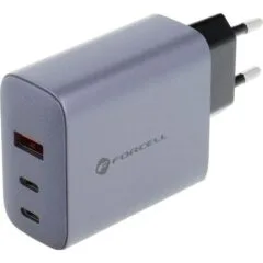 FORCELL F-ENERGY GaN VT-42B ładowarka sieciowa 2 x Typ C + USB A PD QC4.0 4A 65W szara