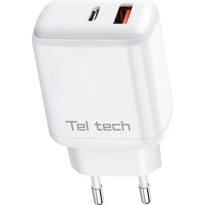 Teltech ładowarka sieciowa GaN USB+TYP-C 45W PD PPS biały TCH-03 — image 1