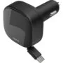 GAN car brake 30W PD/QC with cable rolled, 2x USB-C, black