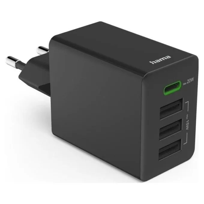 Hama 35W PD/QC 1x USB-C, 3x USB-A, black — image 5