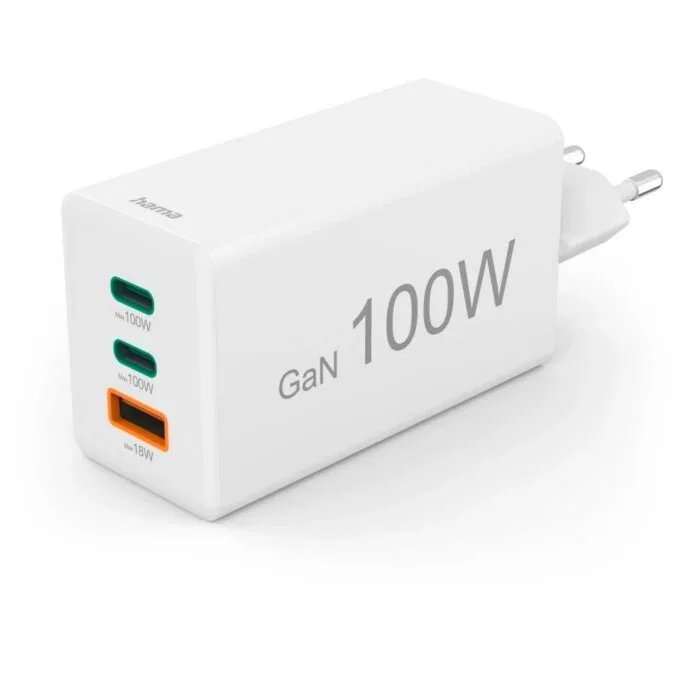 Hama mini 100W GaN PD/QC 2x USB-C, 1x USB-A biały — image 1