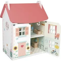 Lilliputiens Wooden dollhouse with 15 accessories J06467