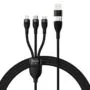 Baseus Flash Series 2 USB 3w1, USB-C + micro USB + Lightning, 100W, 1.2m (black)