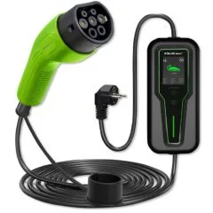 Qoltec Mobile charger for EV electric car with 2 in1 control Type2 | 3.5kW | 230V | LCD | Portable | Wallbox | 5m