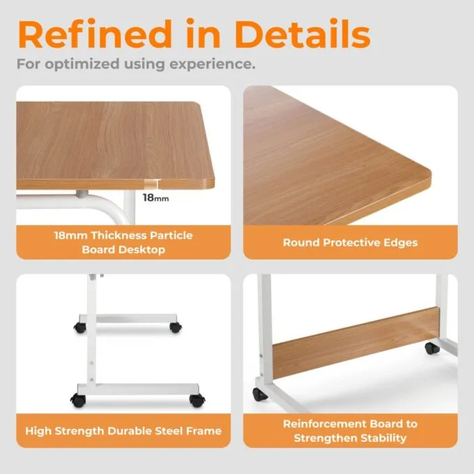 Lumivida Computer Tray Desk Mobile Height Adjustable 50x80cm FWS10-4 — image 4