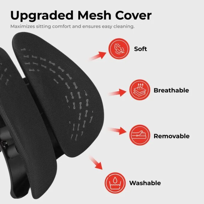 Lumivida Ergonomic Lumbar Support Cushion Ergonomic with Breathable Mesh Cover RLC03-1 — image 5
