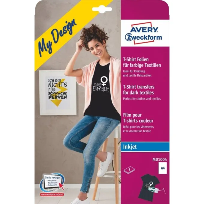 Avery Zweckform Injection foil for colored fabrics A4 8 ark transfer film + 8 ark silicone paper — image 1
