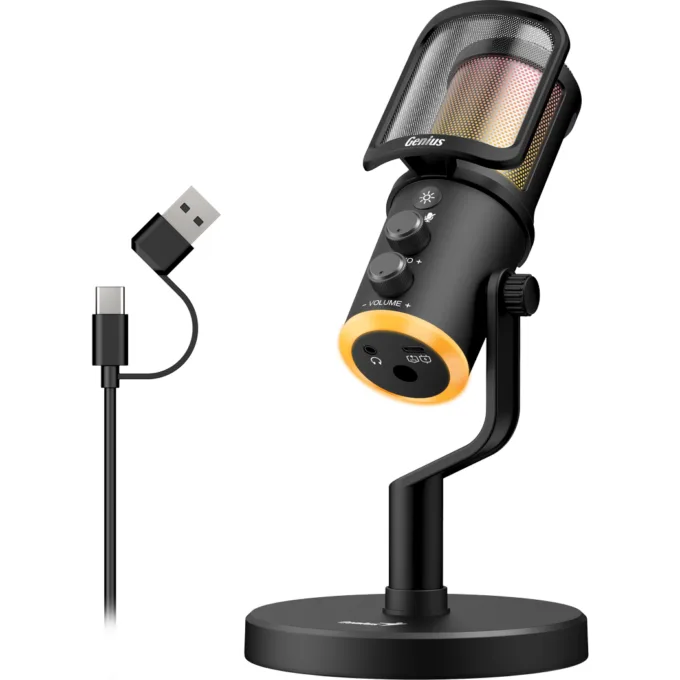 Genius PC Microphone Streaming USB-A+C RGB/Echo/Mute MIC-S400U — image 1