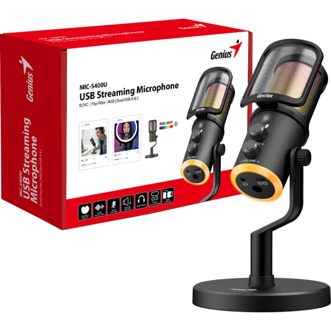 Genius PC Microphone Streaming USB-A+C RGB/Echo/Mute MIC-S400U — image 5