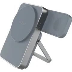 Fixed MagZen5 Stand with integrated Apple Watch and MagSafe charger, 5000 mAh grey